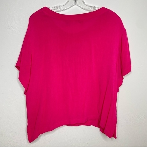 Vintage 80s 90s magenta pink oversized boxy relaxed fit short sleeve blouse top - Picture 16 of 16
